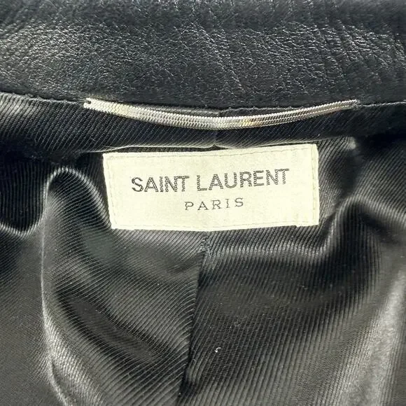 Saint Laurent Saharienne Lambskin Leather Belted Jacket K-Pop Black Mens Size 52 - Picture 10 of 11